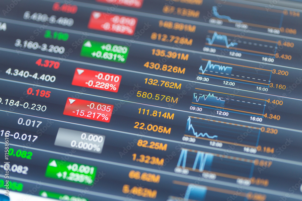 Stock market data on tablet computer Stock market data on tablet computer
