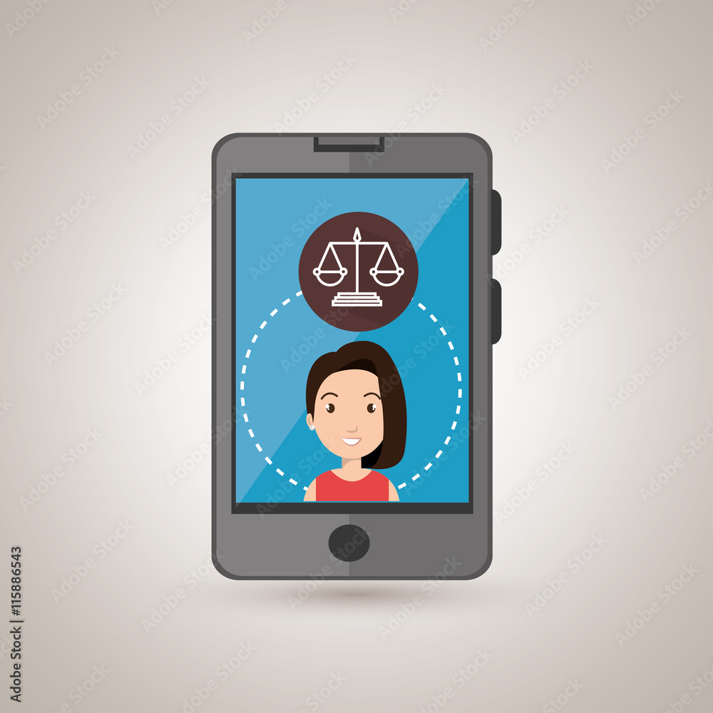 smartphone woman and justice isolated icon design, vector illustration graphic smartphone woman and justice isolated icon design, vector illustration graphic