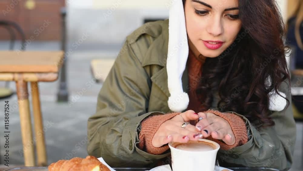 Drinking coffee