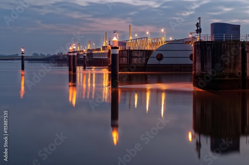 River Ems flood barrier, Lower Saxony, Germany