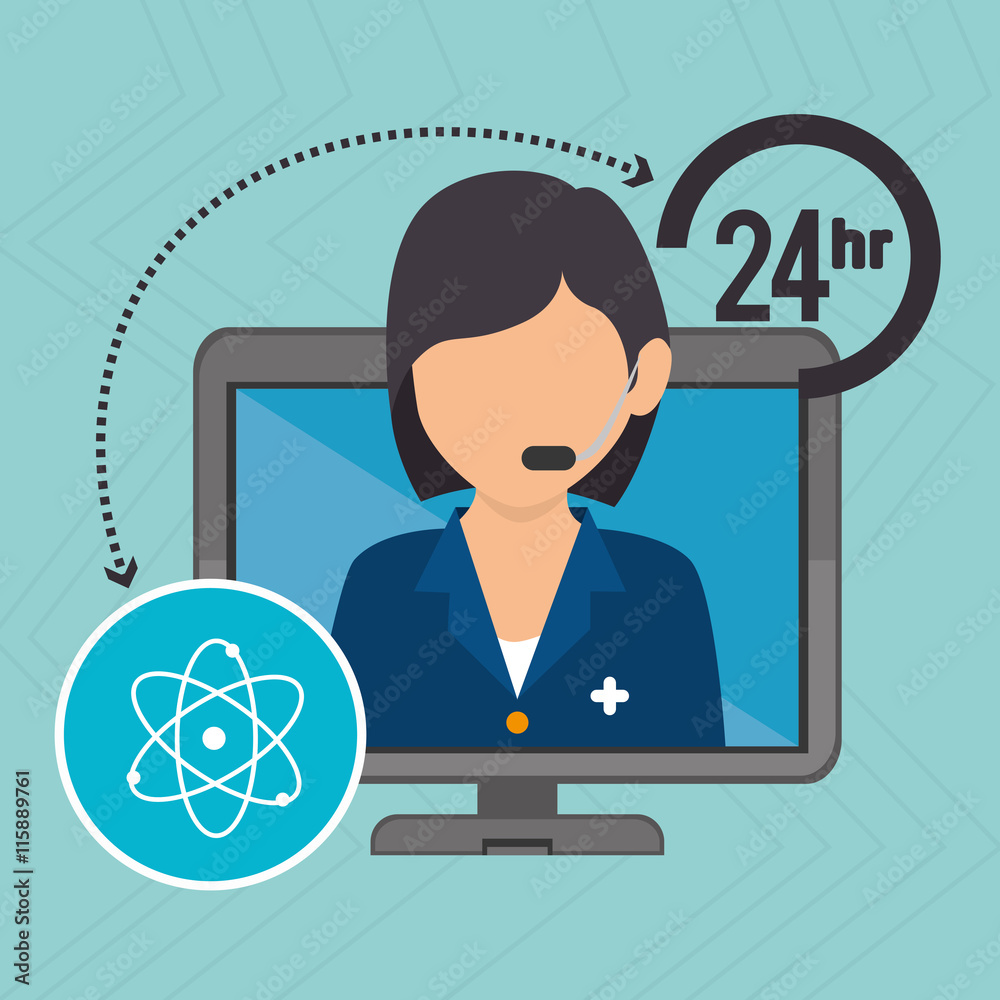 nurse 24-hour health isolated icon design, vector illustration graphic