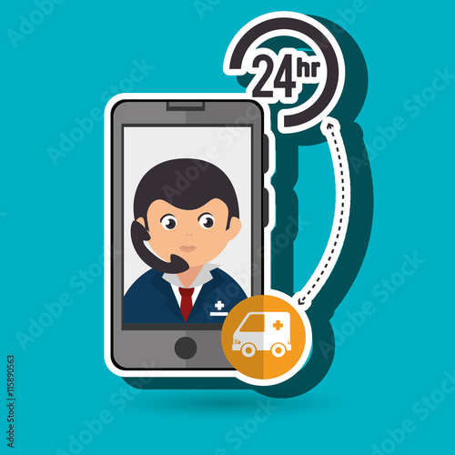 24-hour health and ambulance isolated icon design, vector illustration  graphic 