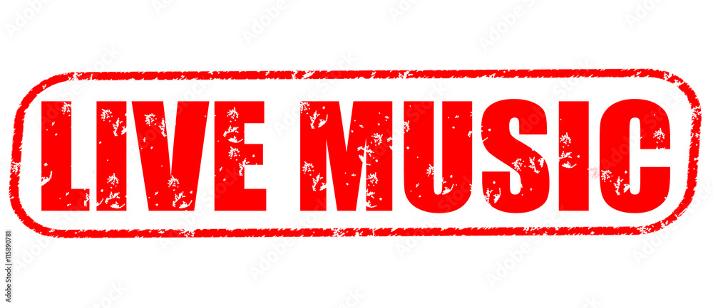 Live music on the white background, red illustration