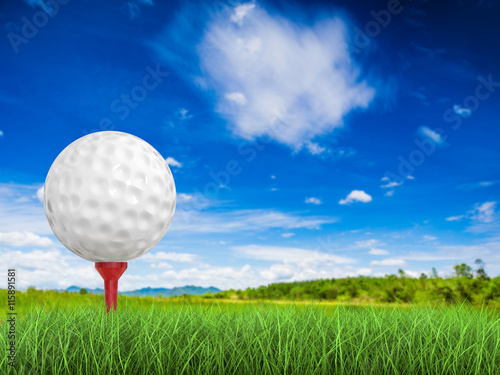 golf ball on tee side view
