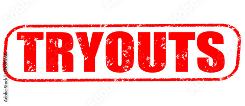 Tryouts on the white background, red illustration