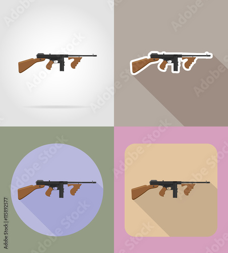 modern weapon firearms flat icons vector illustration