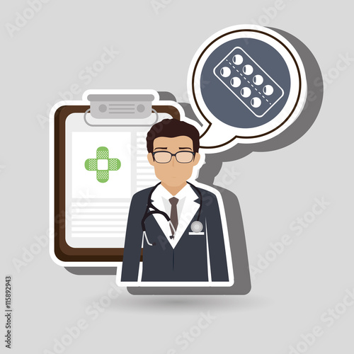 doctor stethoscope specialist history clinic vector illustration icon