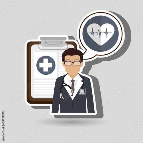 doctor stethoscope specialist history clinic vector illustration icon