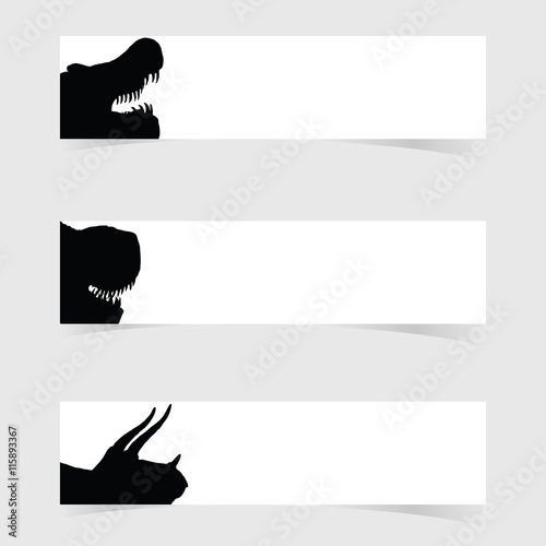 dinosaurus head with white banner set two illustration