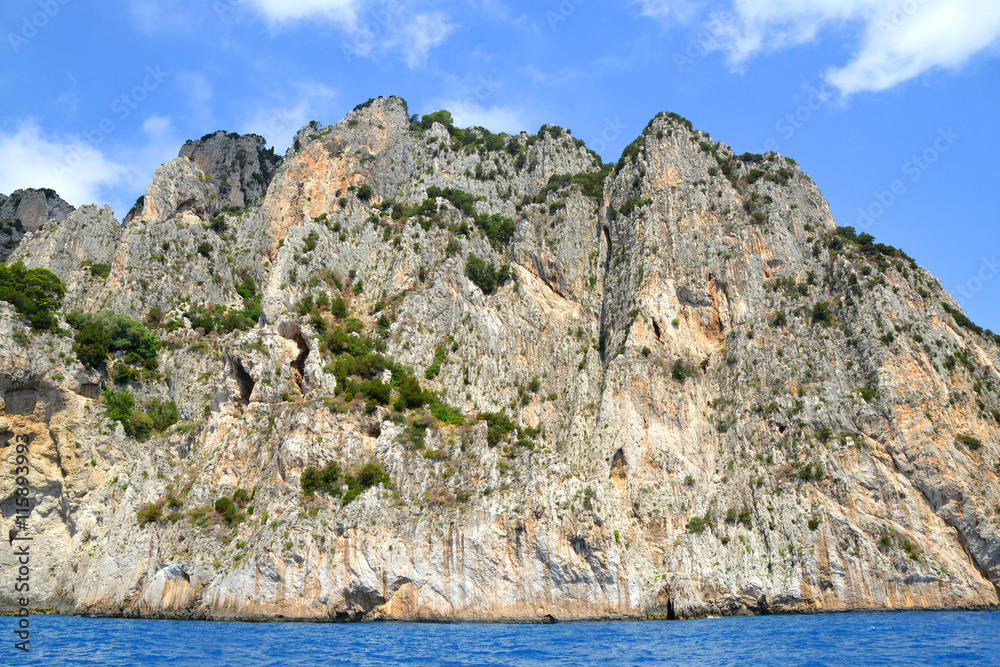 Coastal rocks of Capri island - Italy, Europe Coastal rocks of Capri island - Italy, Europe