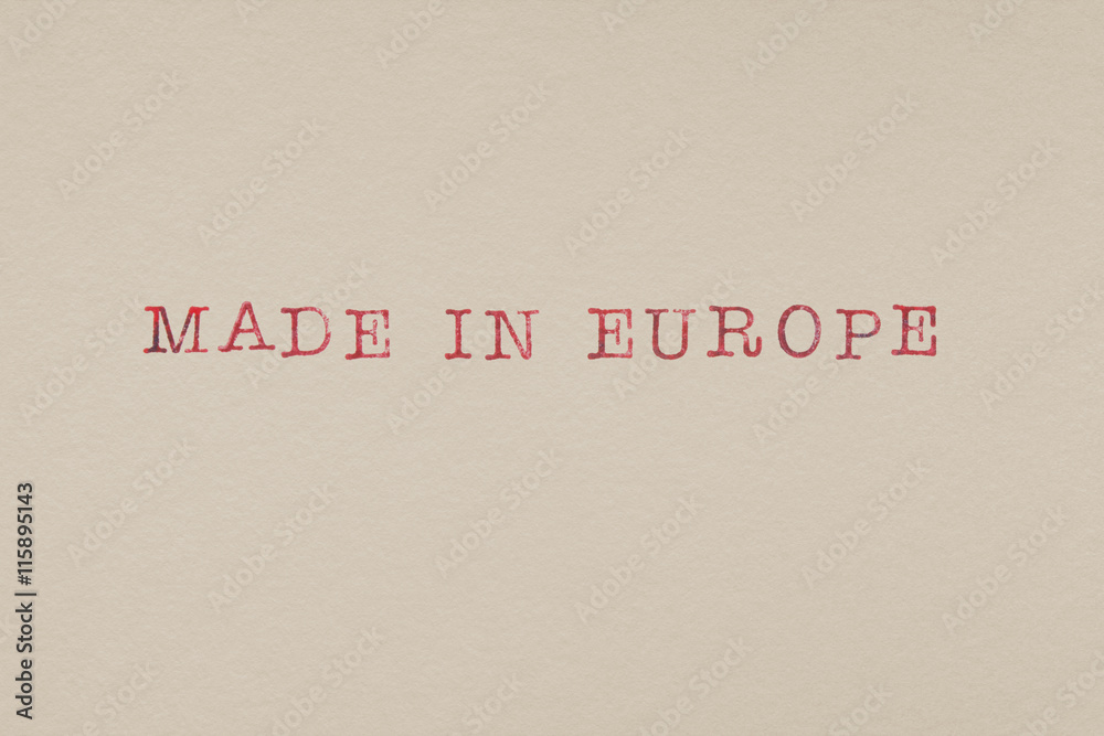 Made in Europe Buchstaben Stempel Schrift bedruckt Papier Aquarellpapier 