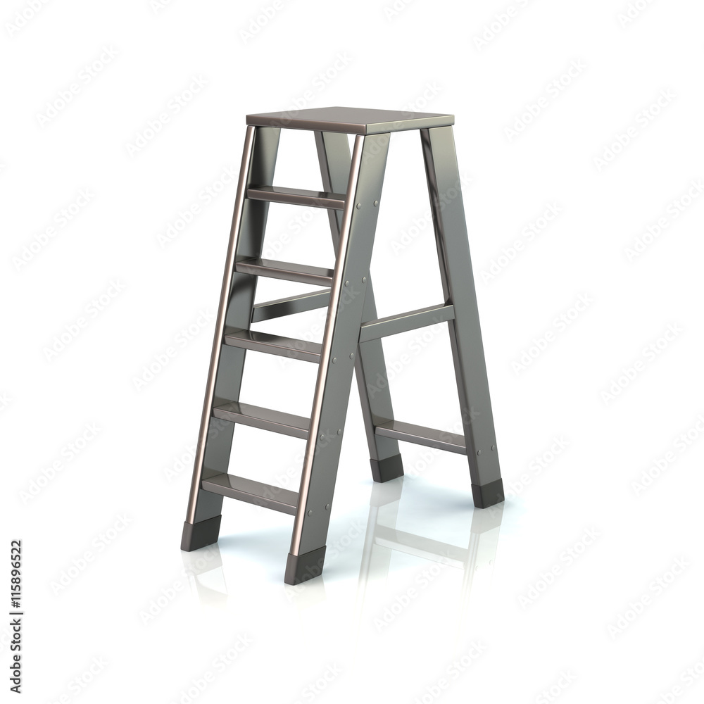 3d illustration of silver ladder 3d illustration of silver ladder