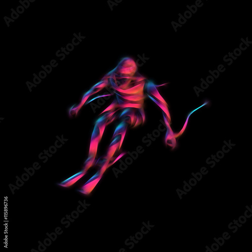 Giant Slalom Ski Racer silhouette. Color illustration © kluva
