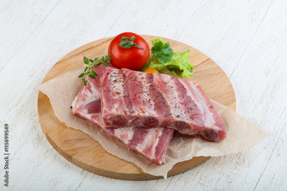 Raw pork ribs