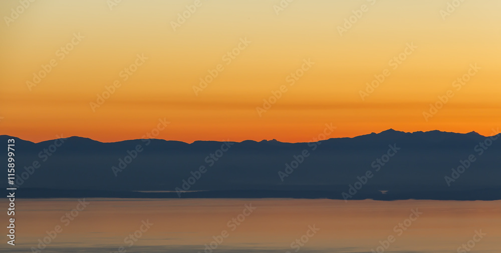 Mountain Range at Sunset Silhouette