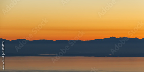 Mountain Range at Sunset Silhouette
