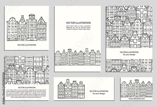 Hand drawn houses set