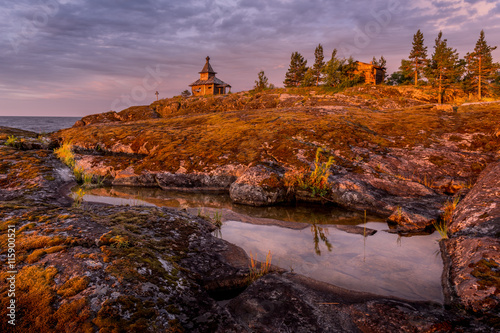 Dawn at Esusaret Island, Ladoga Lake, Karelia, Russia
