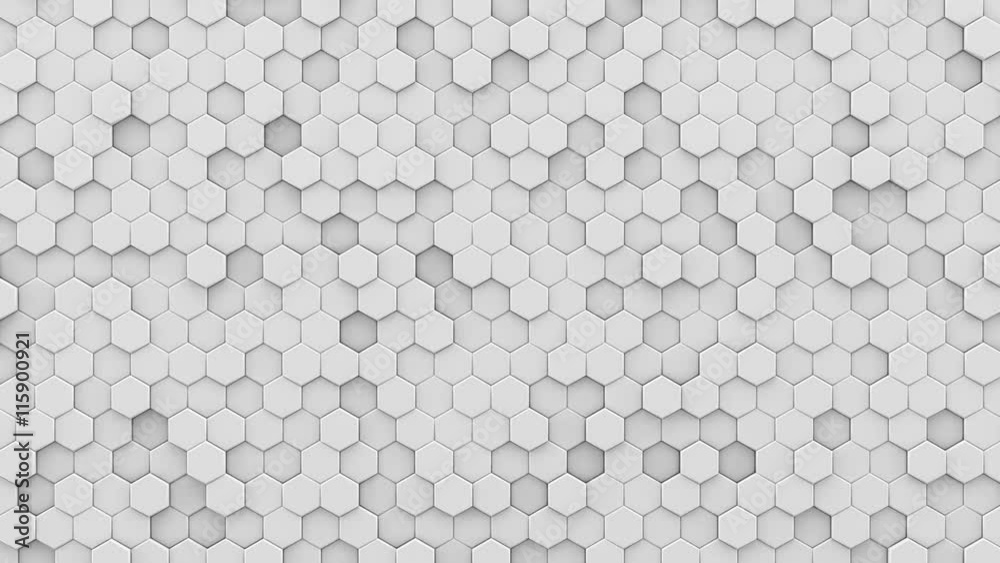 White hexagons mosaic. 3D render seamless loop abstract background. 4k UHD (3840x2160)
White hexagons mosaic. 3D render seamless loop abstract background. 4k UHD (3840x2160)