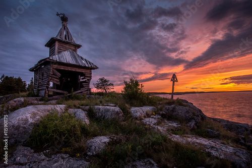 Broken church at Ladoga Lake, Karelia, Russia