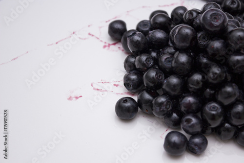 Pile of blueberries with white background
