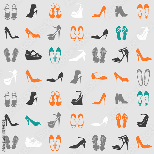 Fototapeta Naklejka Na Ścianę i Meble -  pattern with different kinds of shoes