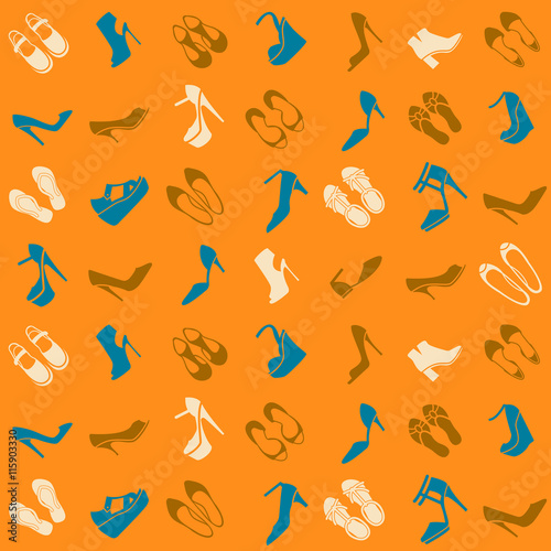 pattern with different kinds of shoes