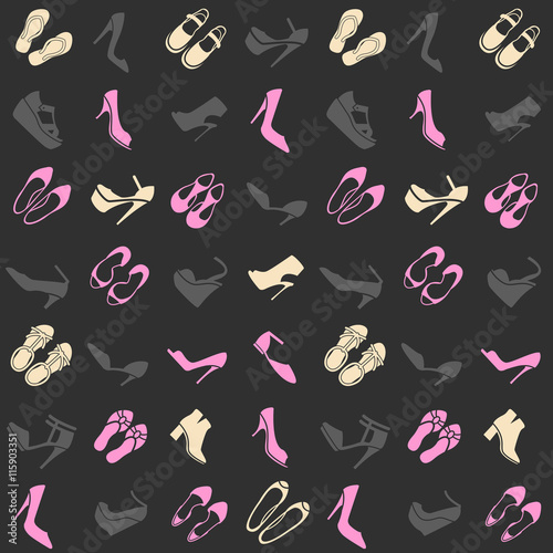 pattern with different kinds of shoes