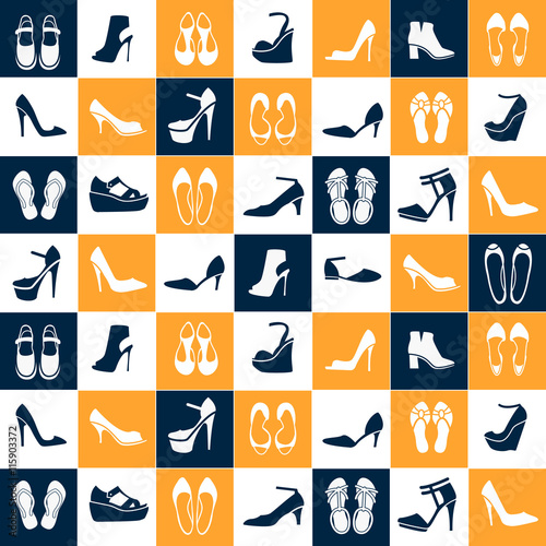 pattern with different kinds of shoes