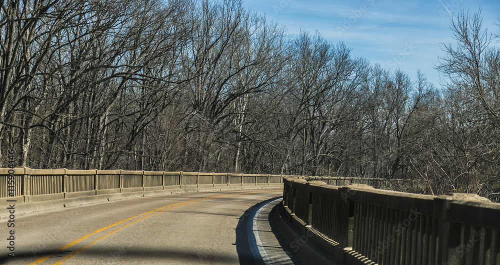Roadway leading up to bridge. Roadway leading up to bridge.