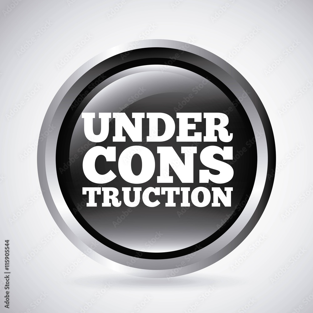 under construction silver button isolated icon design under construction silver button isolated icon design