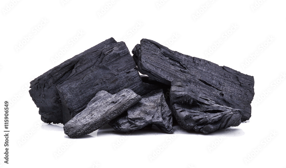 Hard wood charcoal isolated on white background Hard wood charcoal isolated on white background