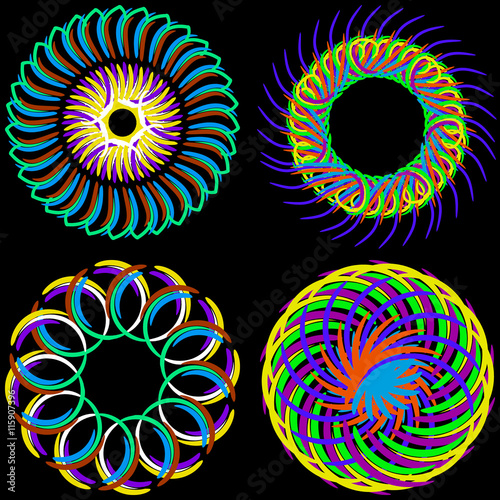 Rainbow round ornaments. Ornament for texture, pattern or background
