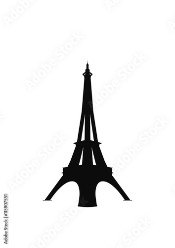 Eiffel tower icon silhouette. Isolated on white background. Vector EPS10.