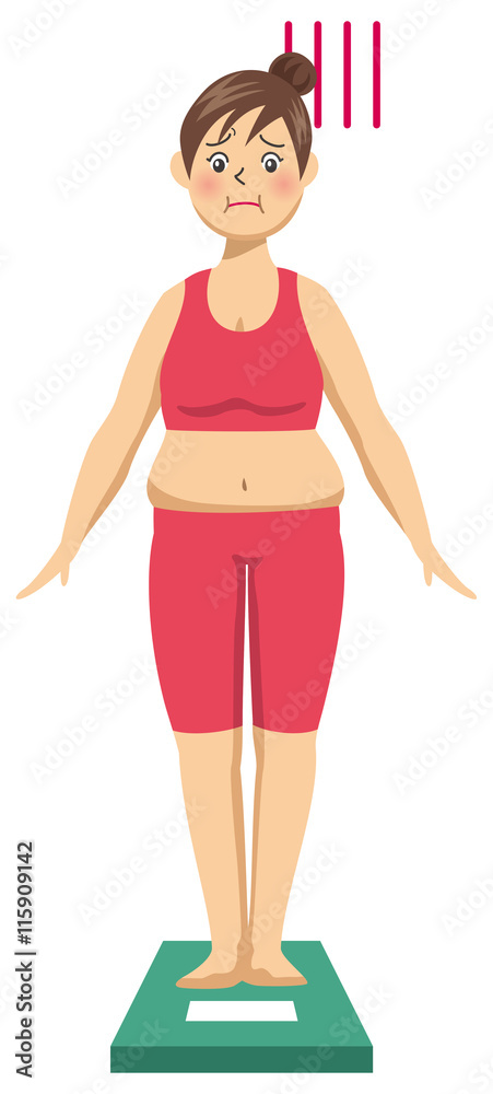 ダイエットをしている若い女性のイメージイラスト(ビフォー) ダイエットをしている若い女性のイメージイラスト(ビフォー)