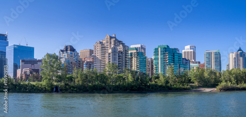 Condo towers in urban Calgary along the Bow River