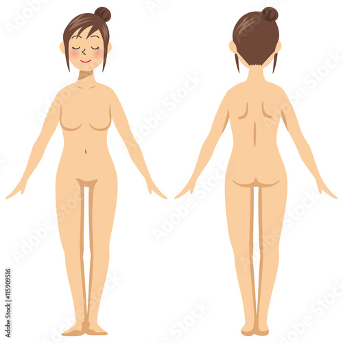 女性のヌードイメージイラスト（前後セット）（美容）