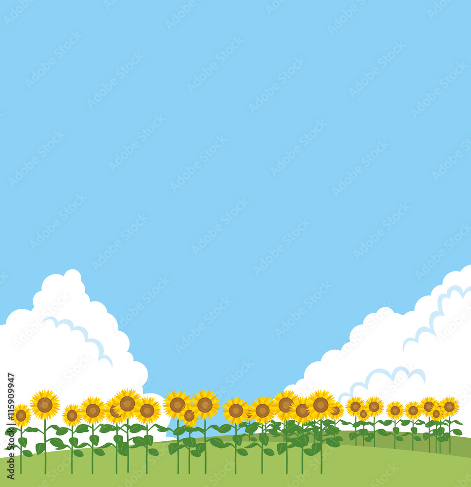 ひまわり畑のイメージイラスト Stock Vector Adobe Stock