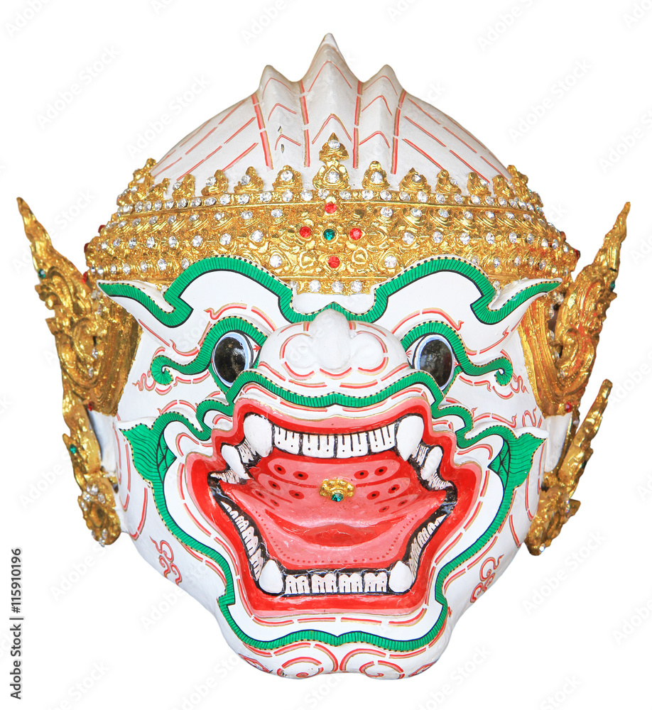 Hanuman mask in Thai classical style of Ramayana story isolated on Stock | Adobe Stock