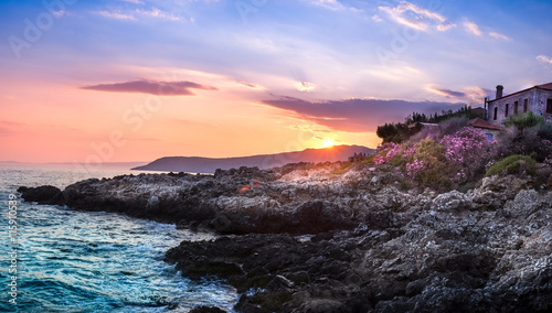 Sunset over Kardamyli Peloponnese Greece