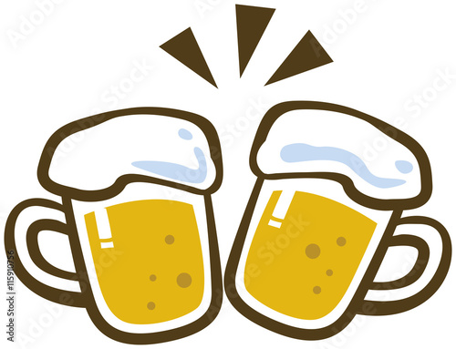ビールジョッキで乾杯するイメージイラスト