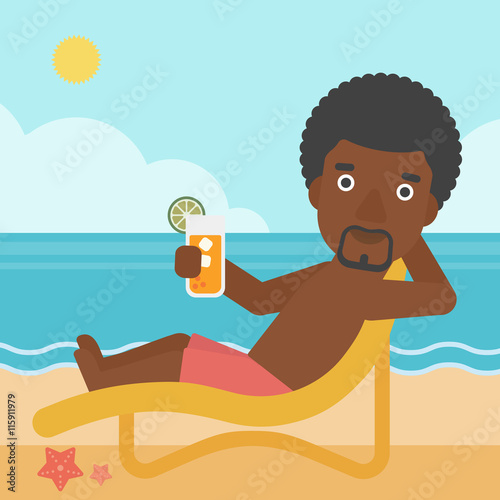 Man sitting in chaise longue vector illustration.