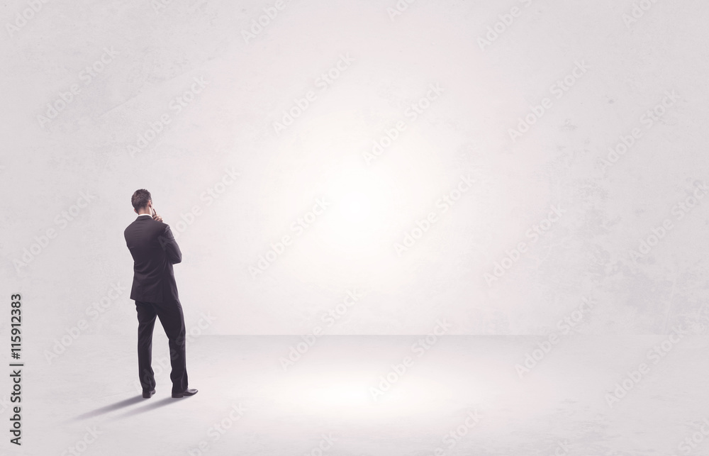Finance worker standing in pure nothing Finance worker standing in pure nothing