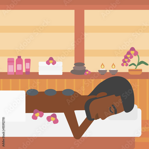 Man getting stone therapy vector illustration.