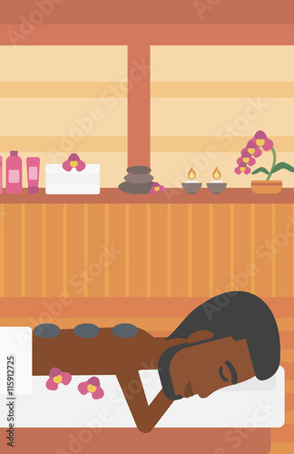 Man getting stone therapy vector illustration.