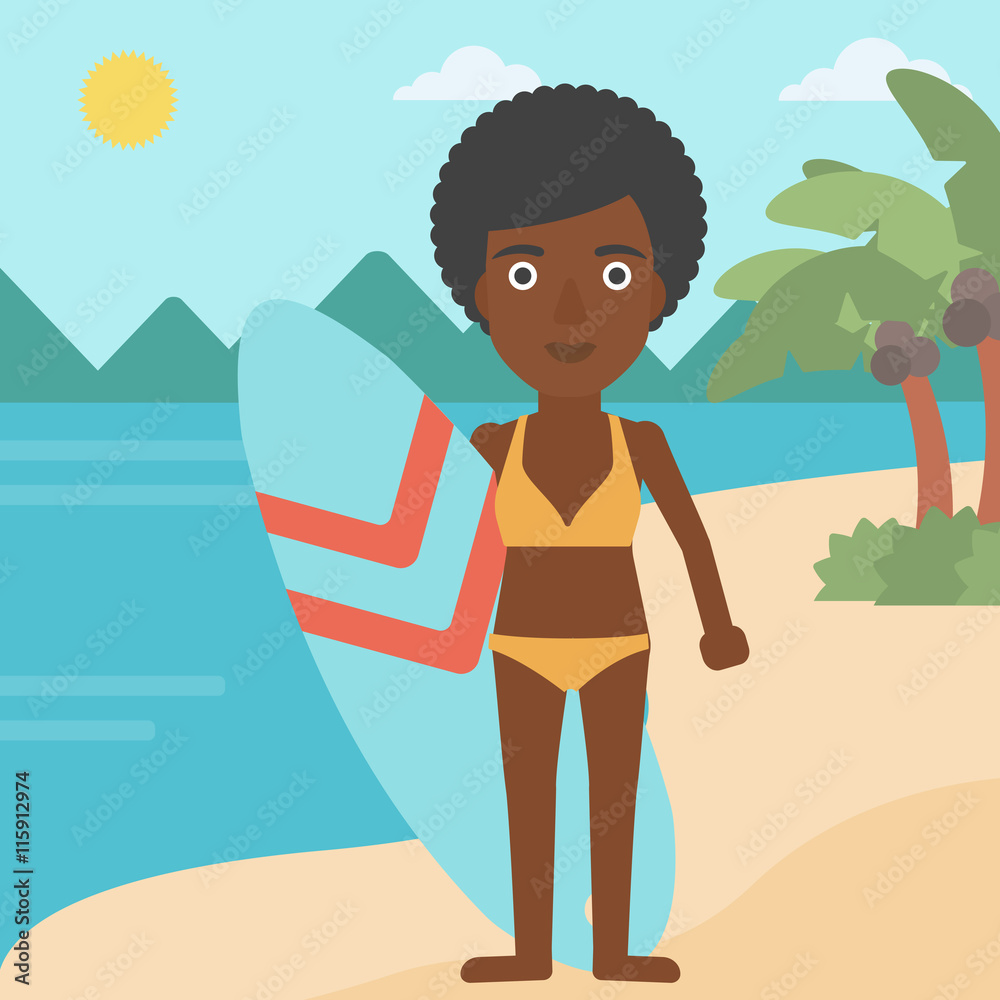 Surfer holding surfboard vector illustration. Surfer holding surfboard vector illustration.