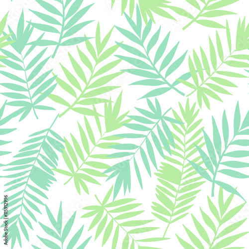 Green tropical leaves. Vector seamless pattern