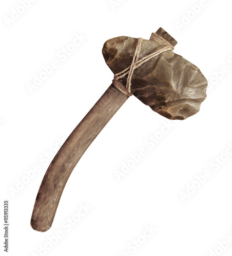 Obraz na płótnie Ancient Stone axe isolated on white
