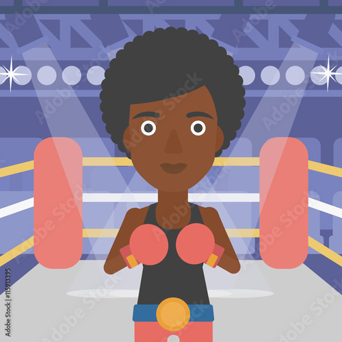Confident boxer in gloves vector illustration.