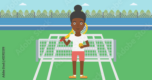 Female tennis player vector illustration.